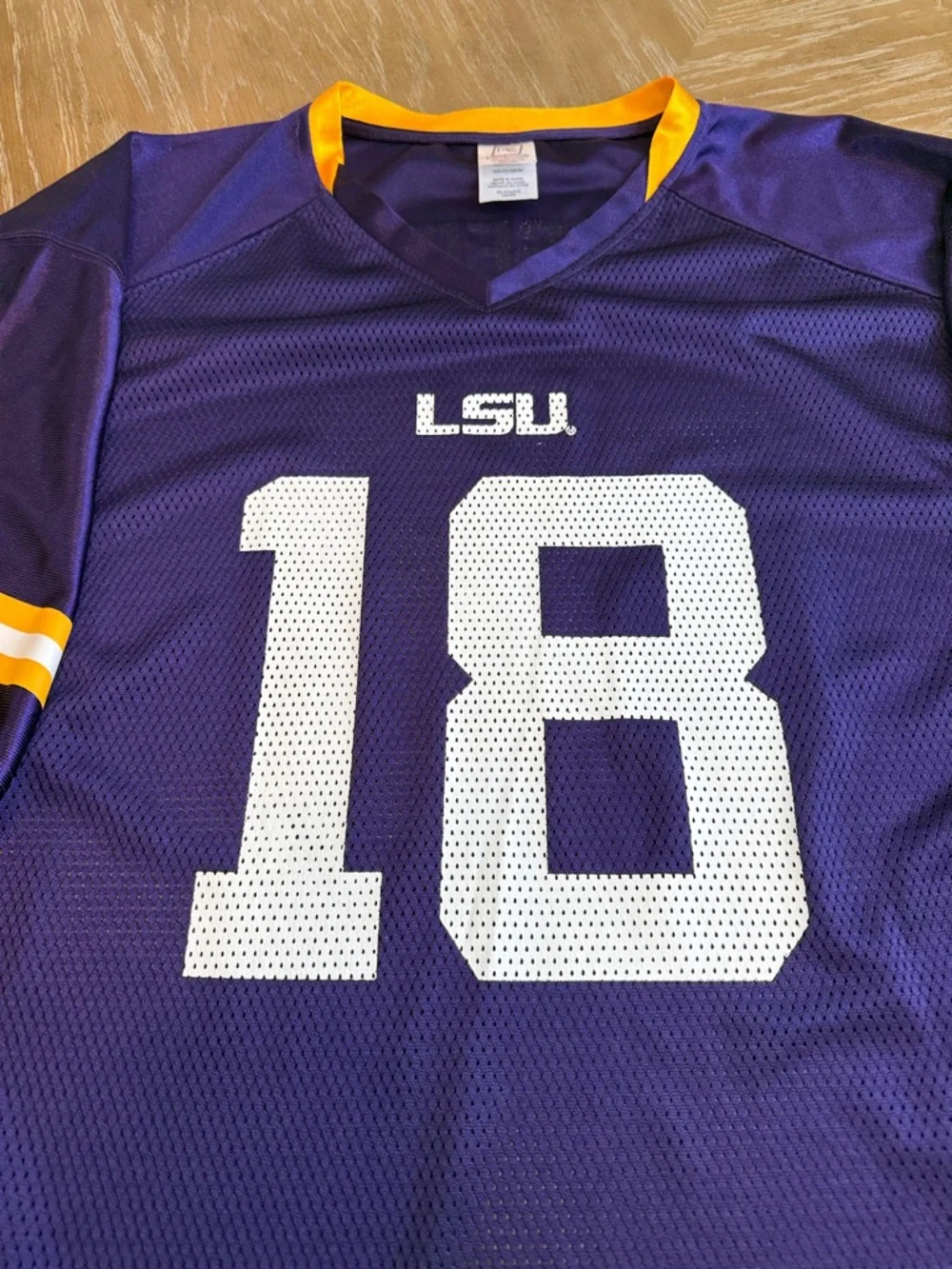 Pro Edge LSU Purple & Gold Football Jersey #18 - Picture 2 of 8